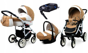 Wózek 4w1 dziecięcy BabyLux WhiteLux + baza Isofix