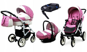 Wózek 4w1 dziecięcy BabyLux WhiteLux + baza Isofix