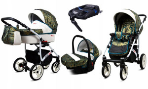 Wózek 4w1 dziecięcy BabyLux WhiteLux + baza Isofix