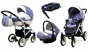 Wózek 4w1 dziecięcy BabyLux WhiteLux + baza Isofix