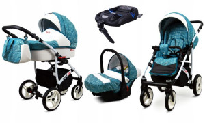 Wózek 4w1 dziecięcy BabyLux WhiteLux + baza Isofix