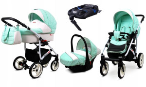 Wózek 4w1 dziecięcy BabyLux WhiteLux + baza Isofix