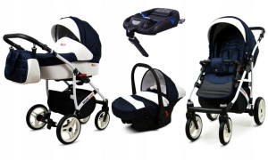 Wózek 4w1 dziecięcy BabyLux WhiteLux + baza Isofix