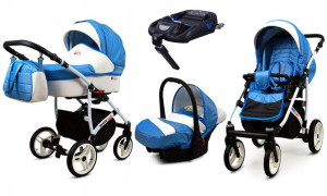 Wózek 4w1 dziecięcy BabyLux WhiteLux + baza Isofix