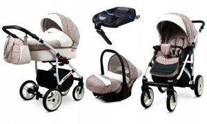 Wózek 4w1 dziecięcy BabyLux WhiteLux + baza Isofix