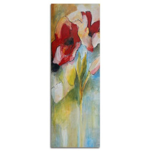 OBRAZ DO SALONU Czerwone Maki Kwiaty Olejny 30x90