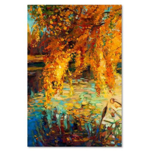 OBRAZ NA PŁÓTNIE Jesień Liście Malowany 70x100