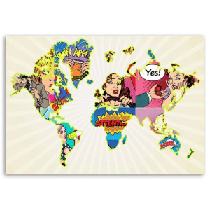 OBRAZ DO POKOJU DZIECKA Mapa Świata Kolor 60x40