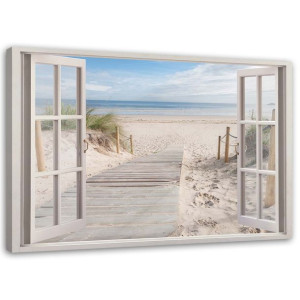 OBRAZ NA PŁÓTNIE Widok z okna na plażę 120x80