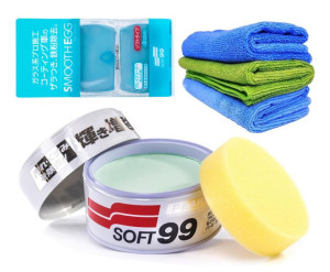 Soft99 Zestaw Wosk do metalicznego lakieru + Glinka + Mikrofibry