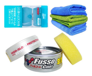 Soft99 Zestaw Wosk do jasnego lakieru + Glinka + Mikrofibry