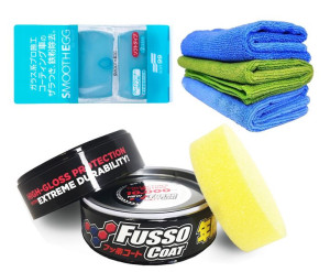 Soft99 Zestaw Wosk do czarnego lakieru + Glinka + 3 Mikrofibry
