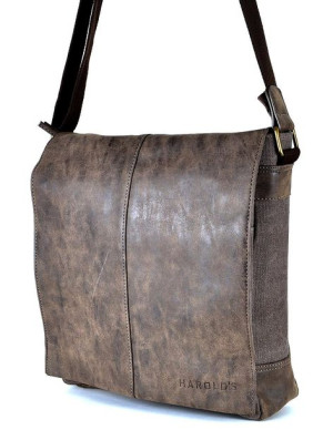 G3-65 Brązowa Duża Stylowa Torba Męska Na Ramię Listosnoszka Vintage Canvas