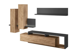 Meblościanka do salonu styl modern BOTA dąb sonoma/antracytowy Konsimo