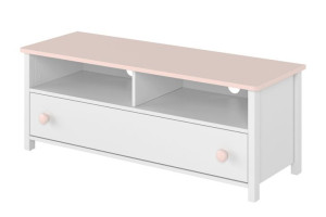 Szafka RTV 120x46x42 cm GIGLU biały/różowy Konsimo