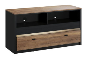 Szafka RTV 120x62x43 cm RICATO dąb wersal/czarny Konsimo