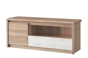 Szafka RTV 126,5x52,5x40 cm ENTO dąb sonoma/biały Konsimo