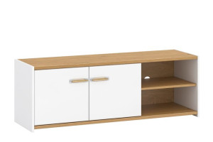 Szafka RTV 138x48x41 cm ANTHO biały/dąb naturalny Konsimo