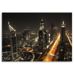 OBRAZ NA PŁÓTNIE Panorama Dubaju Noc Miasto 90x60