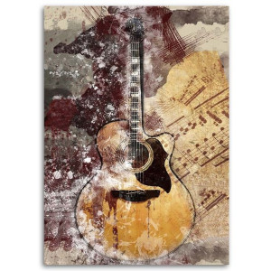 OBRAZ MŁODZIEŻOWY Gitara Muzyka Retro 70x100
