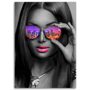 OBRAZ Pop Art Kobieta Okulary Nowy jork 60x90