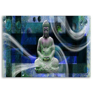 OBRAZ NA PŁÓTNIE Buddha Feng Shui niebieski 100x70