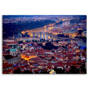 OBRAZ NA ŚCIANĘ Panorama Praga Miasto Noc 120x80