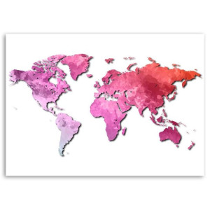 OBRAZ DO POKOJU DZIECKA Mapa Świata Różowy 100x70