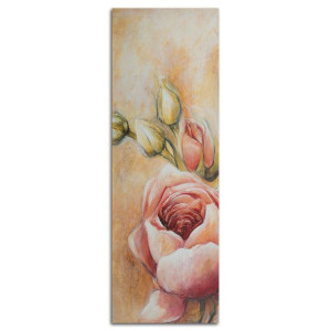 OBRAZ DO SALONU Różowe Róże Kwiaty Natura 30x90
