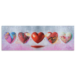 OBRAZ PANORAMA Serce Love Czerwony 150x50