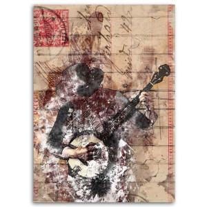 OBRAZ DRUKOWANY Muzyka Vintage Pastel 40x60