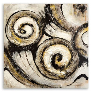 OBRAZ NA PŁÓTNIE Abstrakcja Spirala Beżowy 50x50