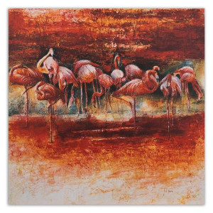 OBRAZ NA PŁÓTNIE Ptaki Flamingi Różowy 60x60