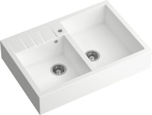 Zlew farmerski QUADRON BILL 120 biały + syfon inox | 90x62cm