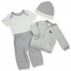 Komplet Spodnie Bluza Body czapka 0-3 mies 62