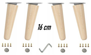 Nogi Nóżki Drewniane Bukowe Skośne 16cm Zestaw U16