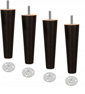 Nogi Nóżki Drewniane Czarny Mat H-150 + Blachy B5