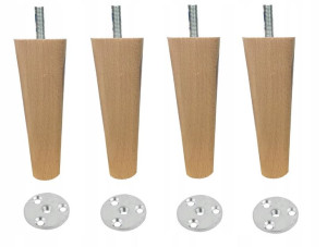 Nogi Nóżki Drewniane Jasny Buk H130 Blachy P130