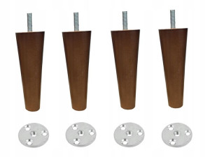 Nogi Nóżki Drewniane Ciemny Brąz H130 Blachy P130