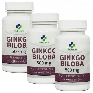 Ginkgo biloba Miłorząb 500 mg pamięć koncentracja 180 kapsułek