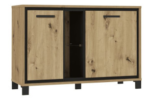 Komoda TRONDHEIM dąb artisan/czarny Konsimo