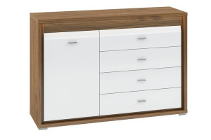 Komoda z szufladami SULA orzech naturalny/biały Konsimo