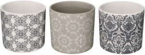 Zestaw Doniczki Osłonki Ceramiczne Ozdobne 3 Szt