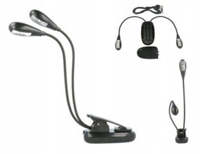 PODWÓJNA LAMPKA z Klipsem 4 LED USB do CZYTANIA