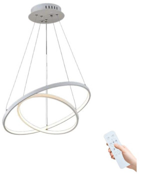 Lampa Wisząca 2 Ringi Sufitowa Żyrandol 50 W Pilot Kolor Biały