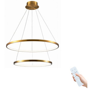 Lampa Wisząca 2 Ringi Sufitowa Żyrandol 50 W Pilot Kolor Złoty