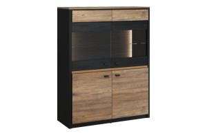 Witryna 105x136x41 cm RICATO dąb wersal/czarny Konsimo