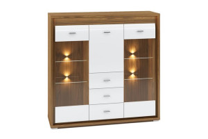 Witryna 135x133x41 cm SULA orzech naturalny/biały Konsimo