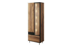 Witryna 70x197x41 cm MITTO dąb catania/czarny Konsimo