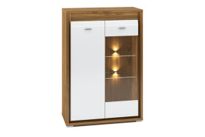 Witryna 92x133x41 cm SULA orzech naturalny/biały Konsimo